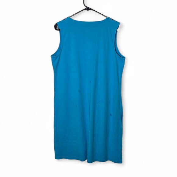 Lands End 100% Cotton Blue Midi Dress Size Medium - Picture 4 of 7